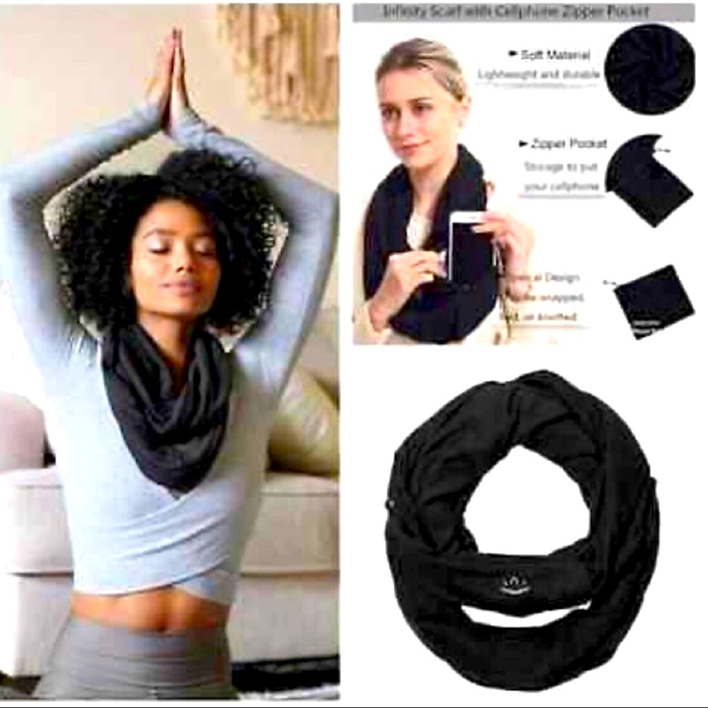 🆕Beyond Yoga Black Infinity Scarf with Pocket.